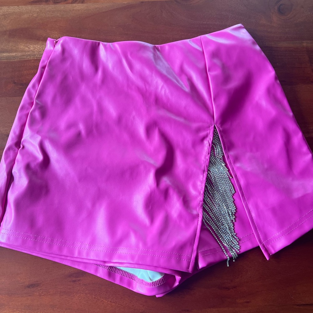 Pink Skirt with Beaded Slit